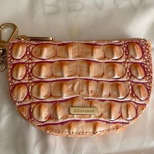 Brahmin Peach Croc-Embossed Leather Coin Pouch NWOT apricot rose Britte